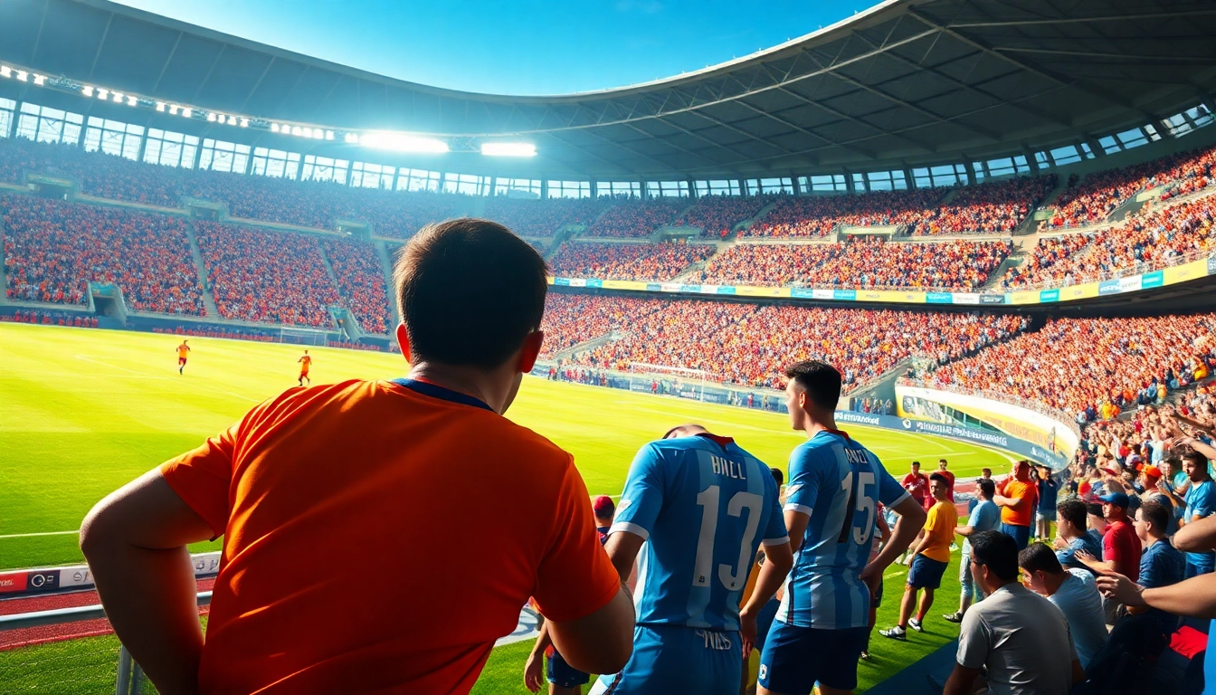 Pemain dalam sepakbolacc game menunjukkan keterampilan dan semangat tim di lapangan yang ramai.