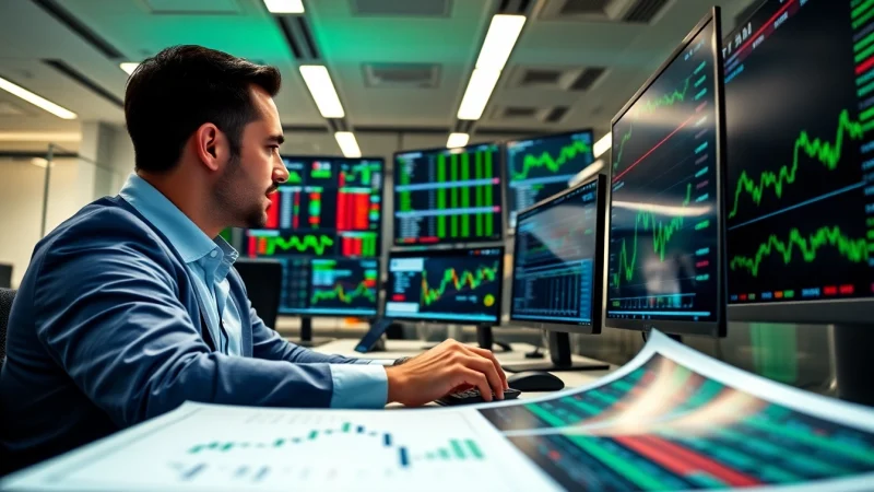 Analyze stocks with an ai stock picker in a professional office environment.