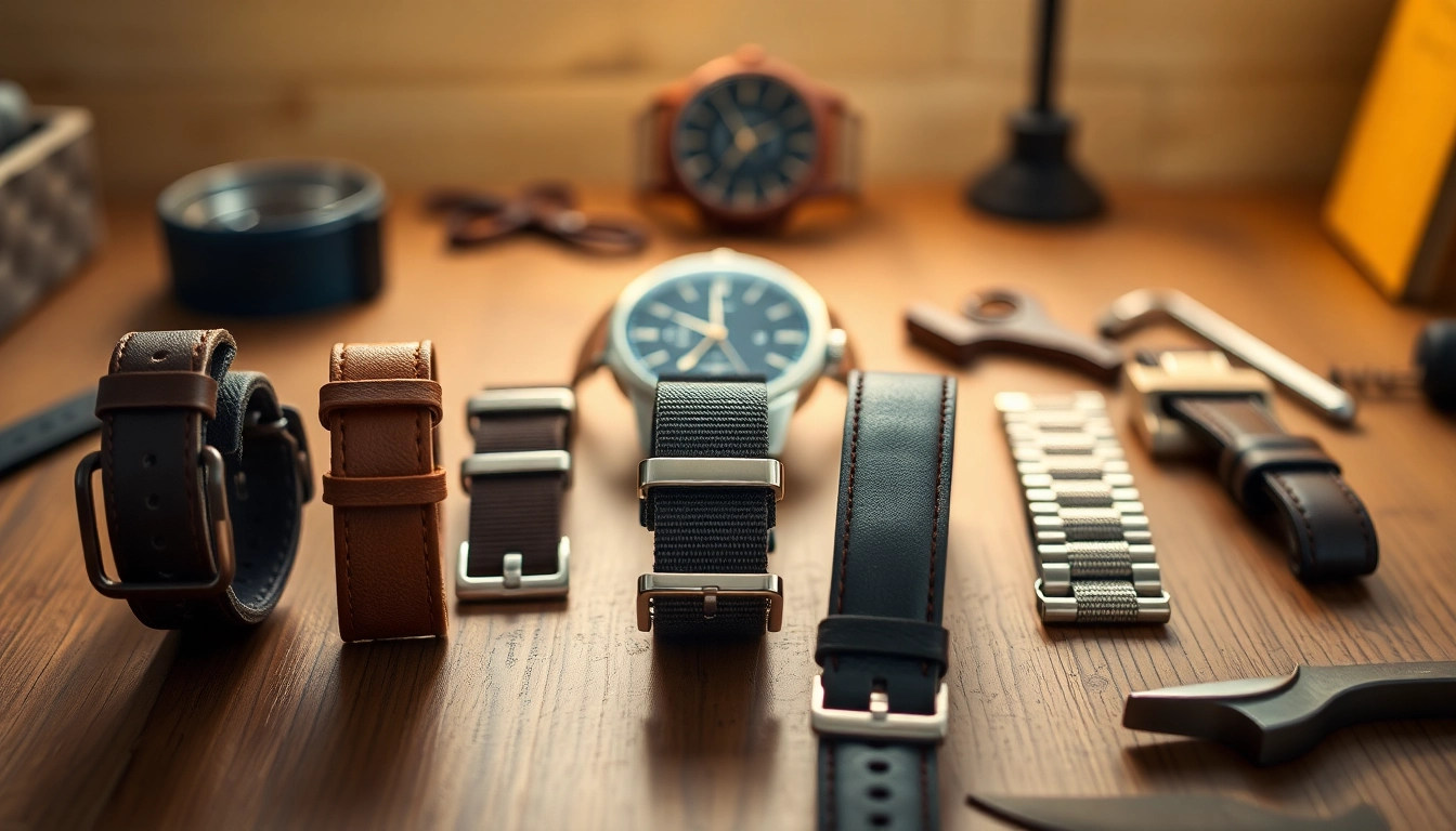 Shop watch straps uk crafted from premium materials, featuring various styles and colors on display.