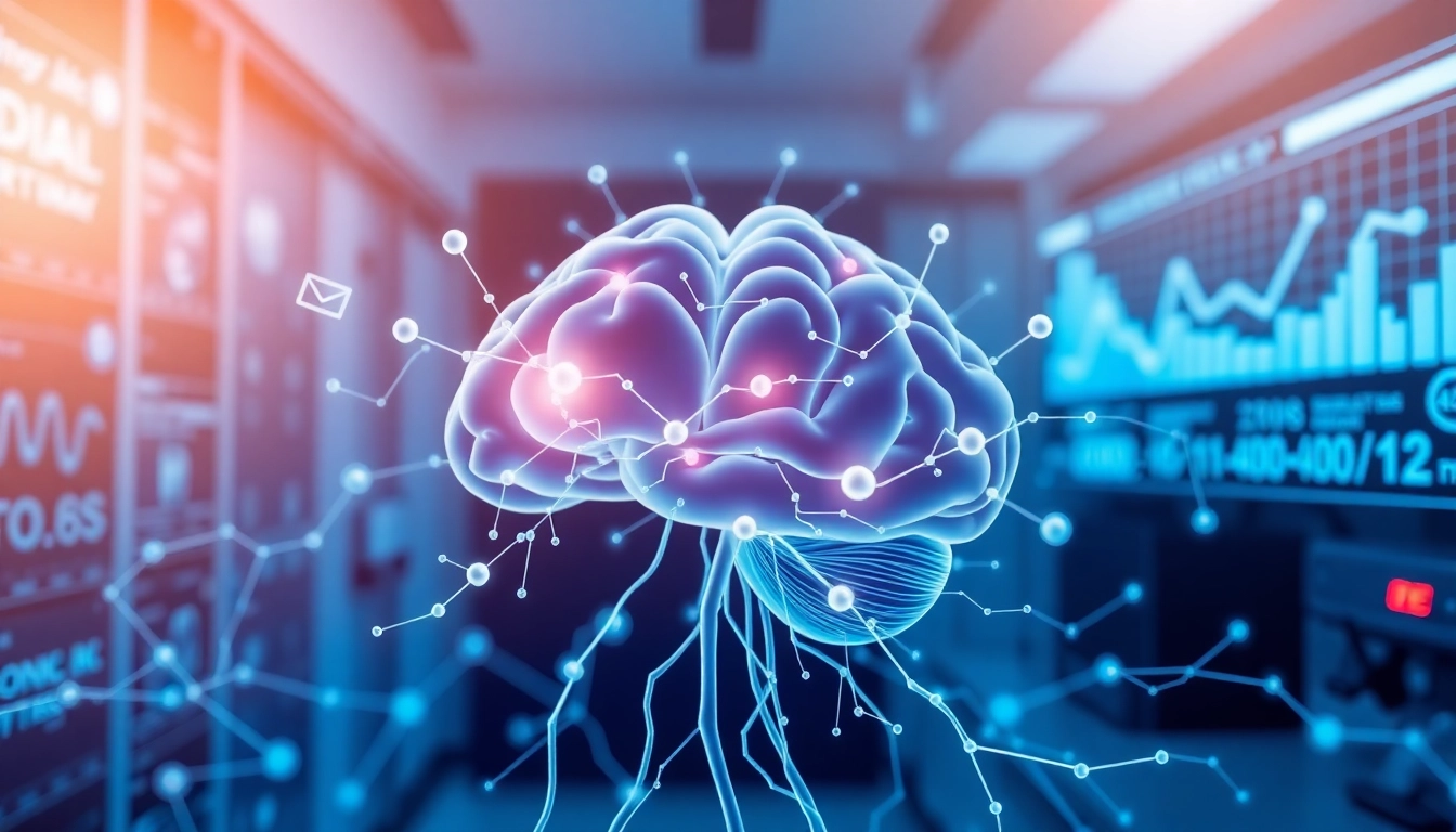 Explore the neurology email list with a visually appealing network of brain neurons and data.