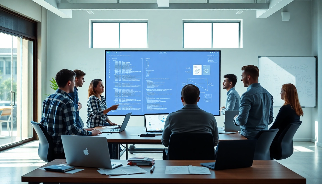 Enhance web development processes with a collaborative team working on digital projects.