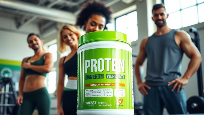 Protein powder besin maddelerini vurgulayan sağlıklı yaşam tarzına yönelik bir ürün.