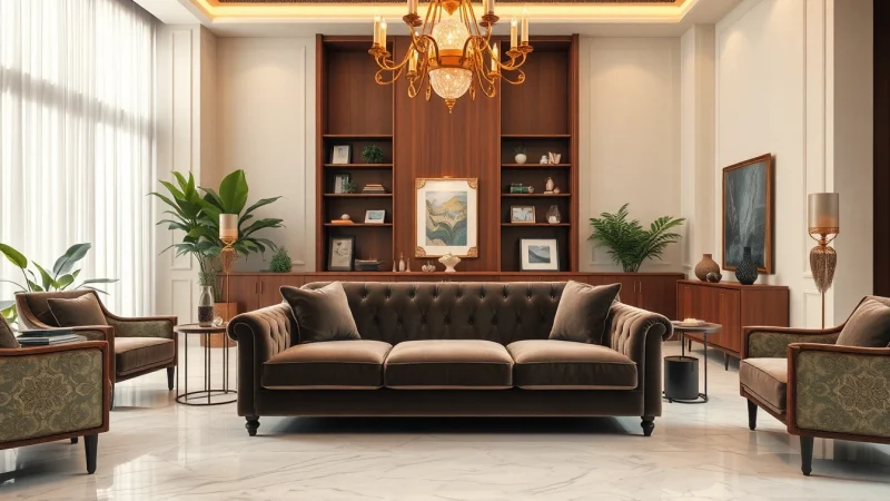 Showcasing a luxury interior design living room with elegant furniture and sophisticated lighting.