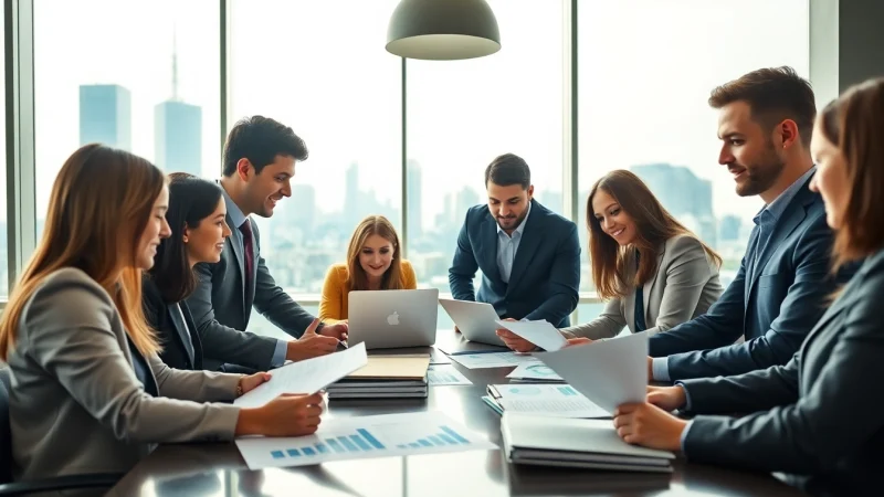 Quickplus Business Consultants team collaborating in a modern office environment, showcasing professionalism.
