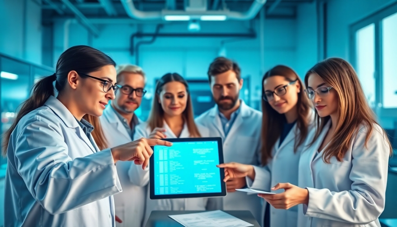 Analyze valuable data from biotechnology email list in a modern lab environment.