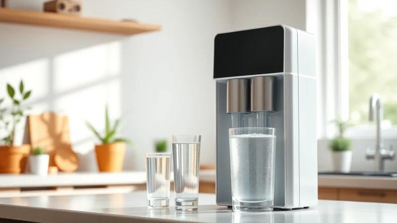 Showcasing a modern water filtration system for home enhancing kitchen aesthetics with clean water.