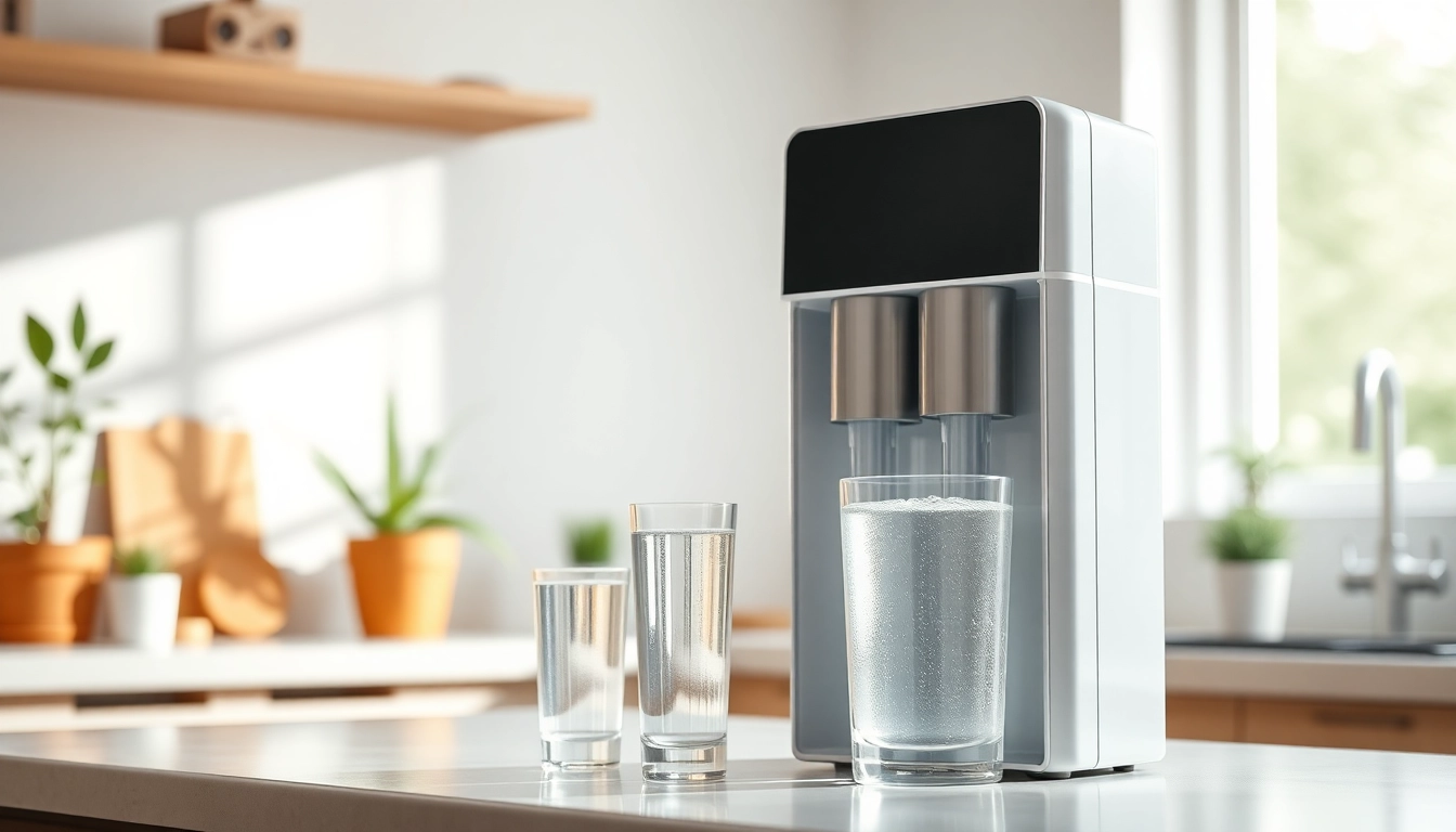 Showcasing a modern water filtration system for home enhancing kitchen aesthetics with clean water.