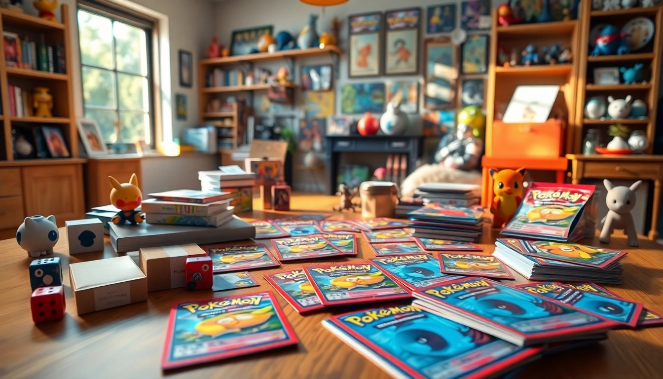 Engaging display of Pokémon TCG cards in India, showcasing diversity in trading cards and vibrant booster packs.