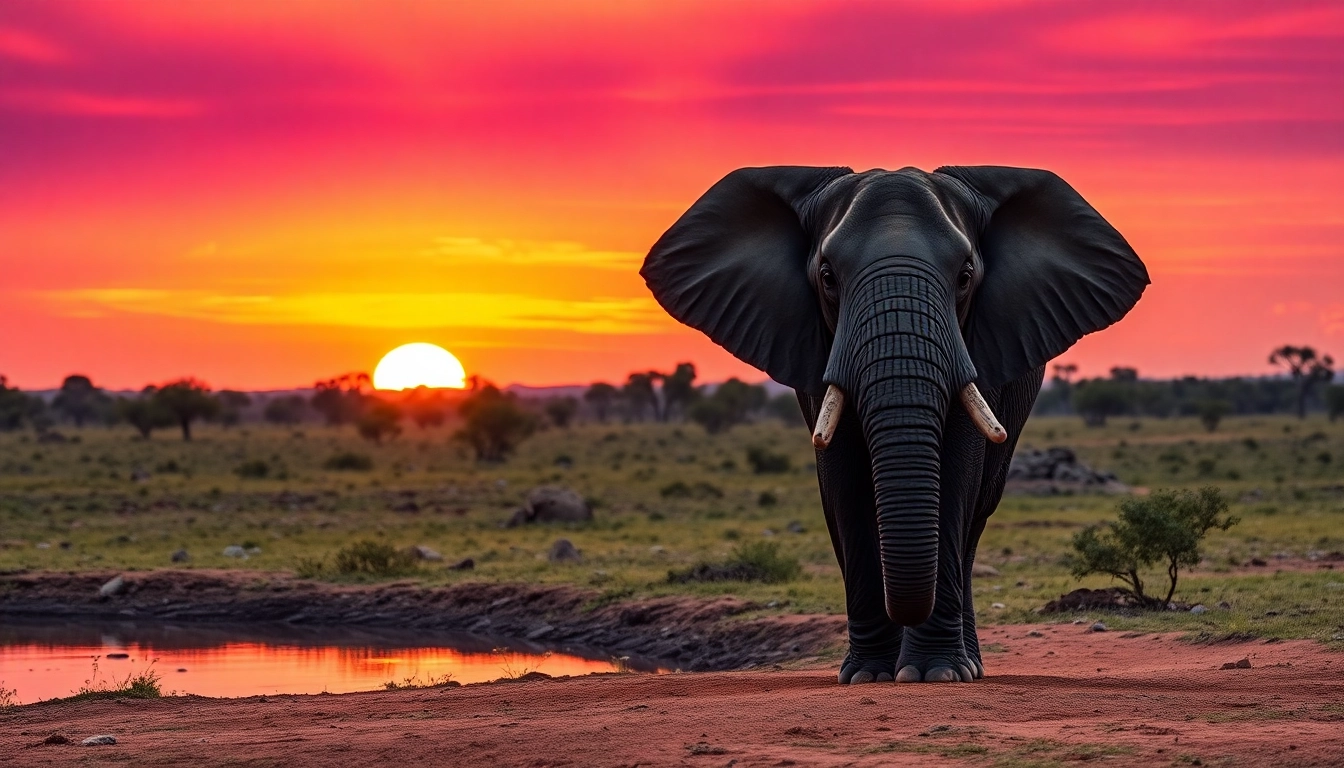Witness an African elephant in the wild during a Tanzania safari at sunset, showcasing nature's beauty.