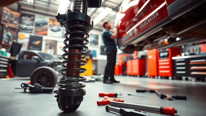 Inspeccionando el sistema de suspensión más alta en un taller automotriz.