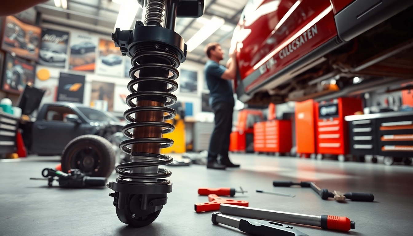 Inspeccionando el sistema de suspensión más alta en un taller automotriz.