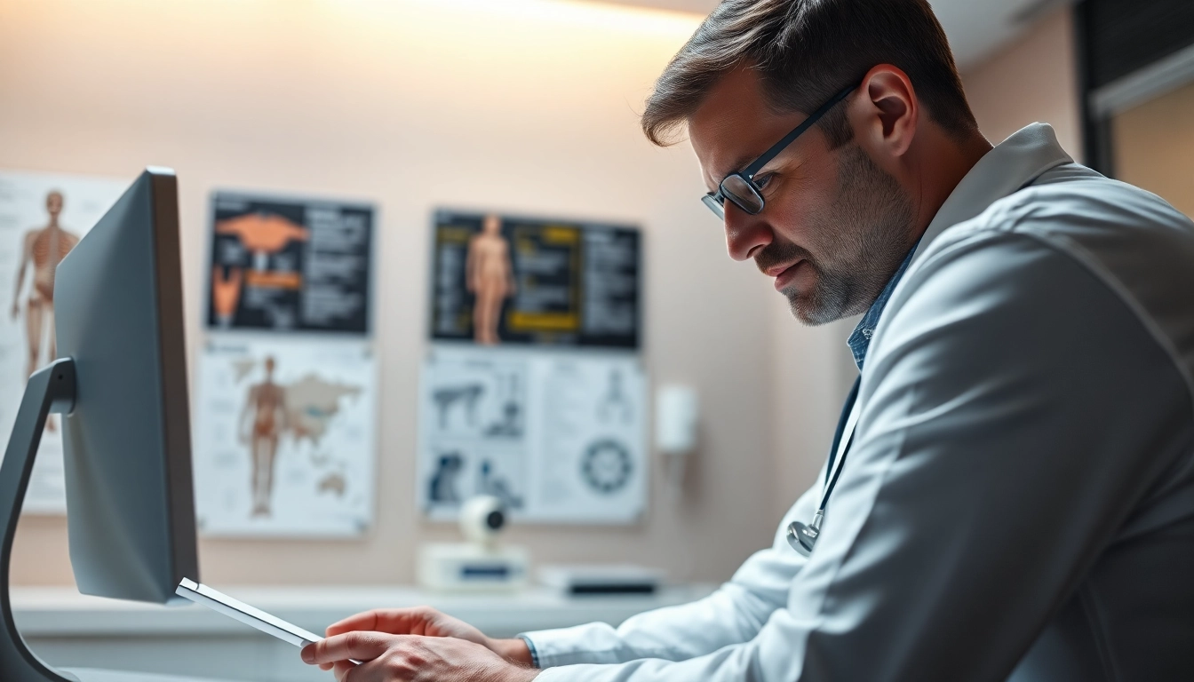 Engaging consultation on Testosterone Replacement Therapy between doctor and patient in a bright clinic.