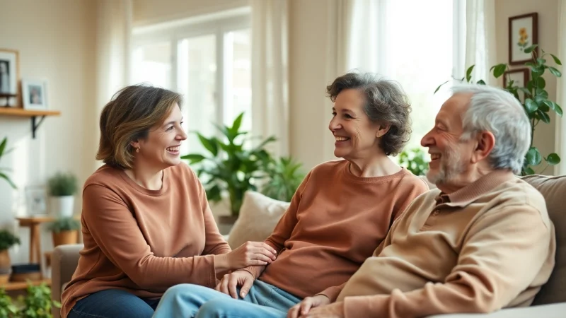 In home care Austin TX showcases a caregiver supporting an elderly client in a cozy living room setting.