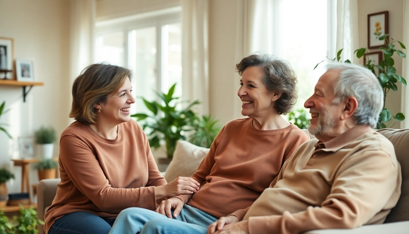 In home care Austin TX showcases a caregiver supporting an elderly client in a cozy living room setting.
