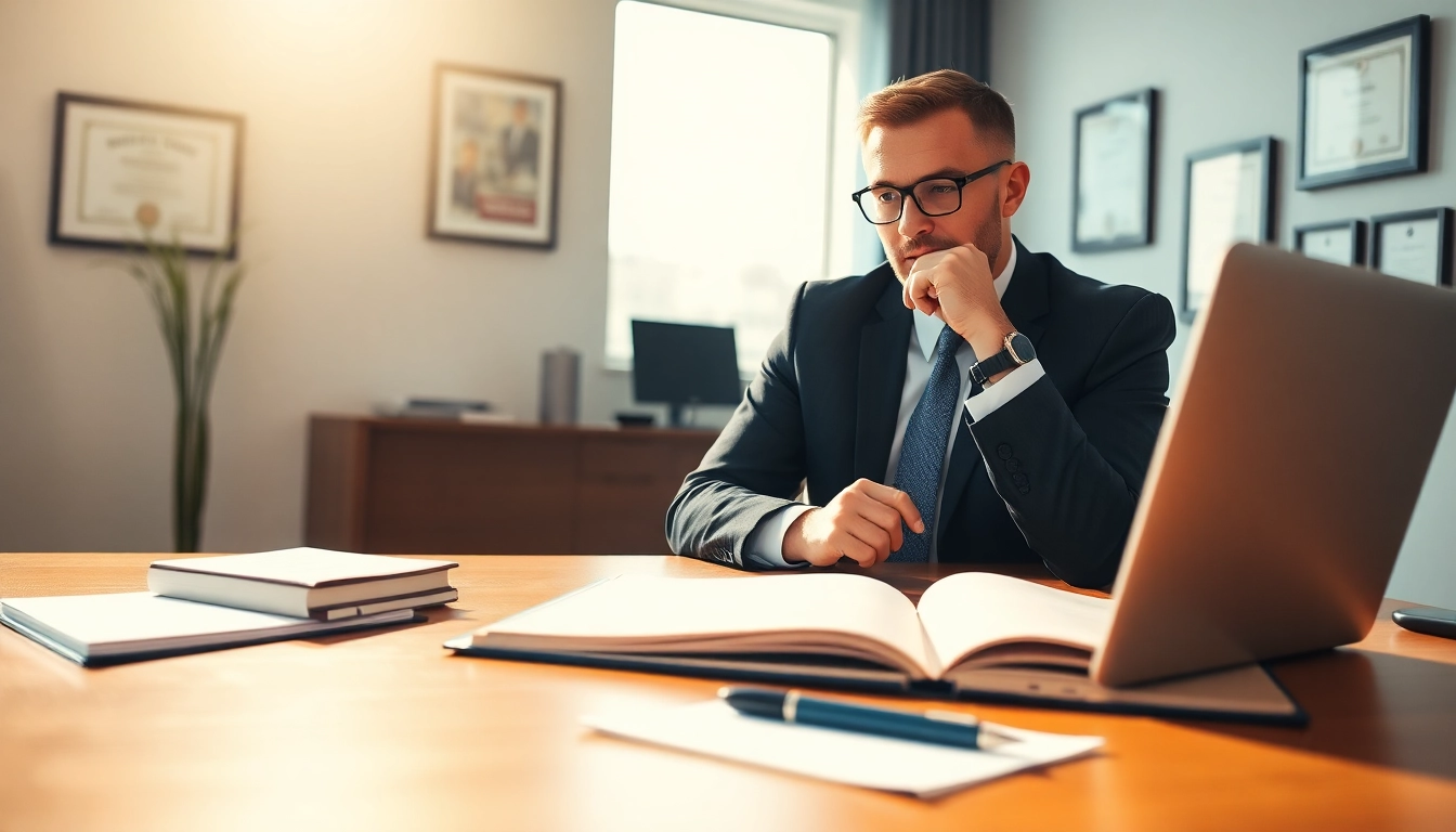 Houston personal injury attorney engaged in work, showcasing professionalism in a modern office.