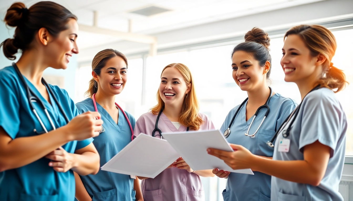 Explore a dynamic nurses email list showcasing nursing professionals collaborating in a hospital.