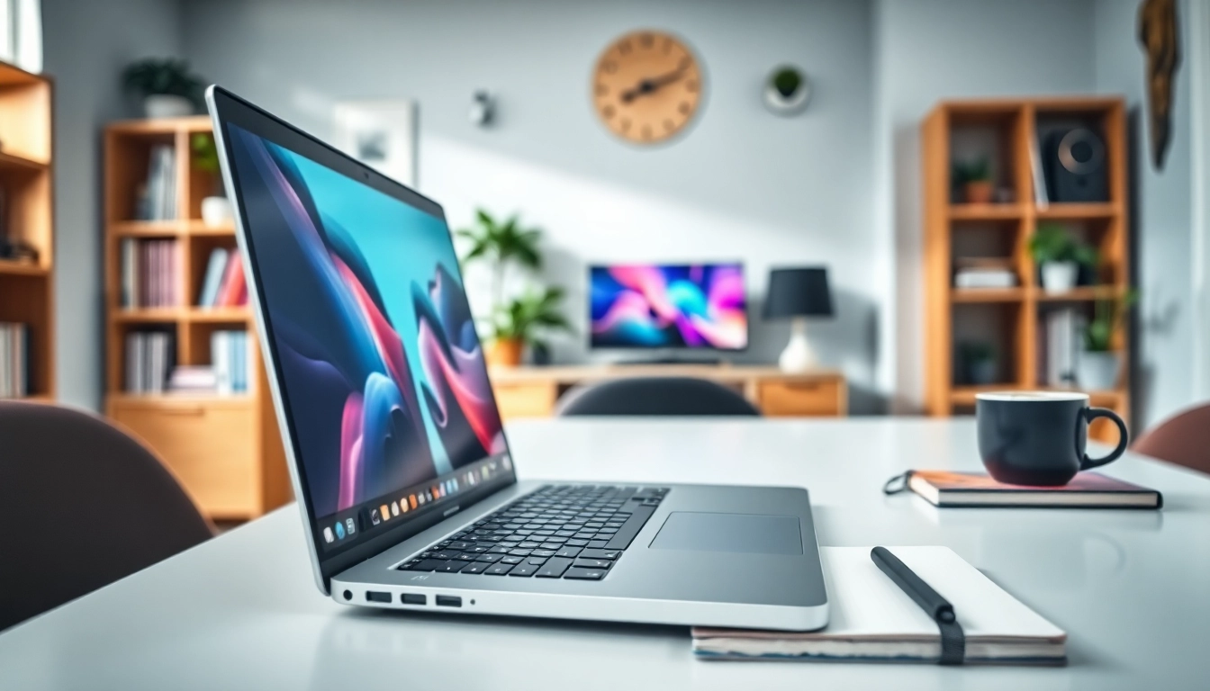 Showcase of affordable laptops Kenya in a modern workspace with vibrant laptop screen.