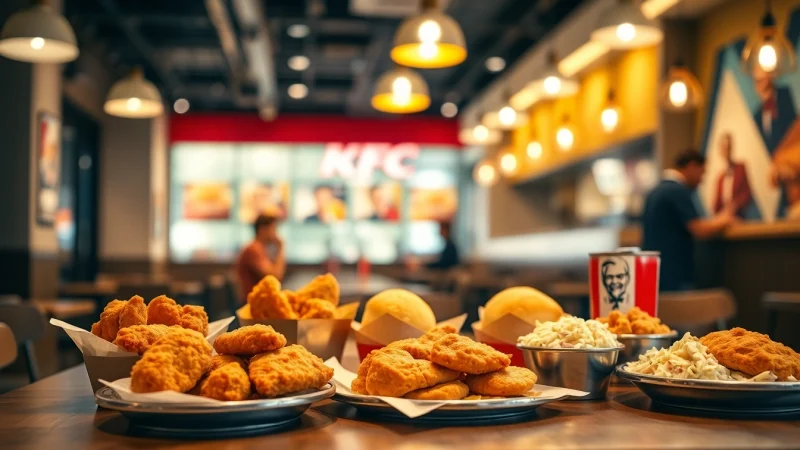 Explore the tantalizing kfc menu featuring fried chicken, biscuits, and sides in a vibrant restaurant setting.