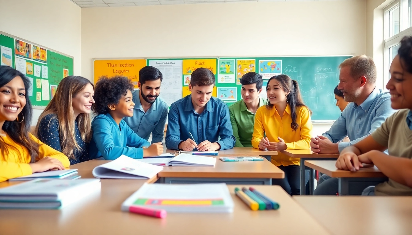 Engaging session on educational resources in a colorful classroom with diverse students.