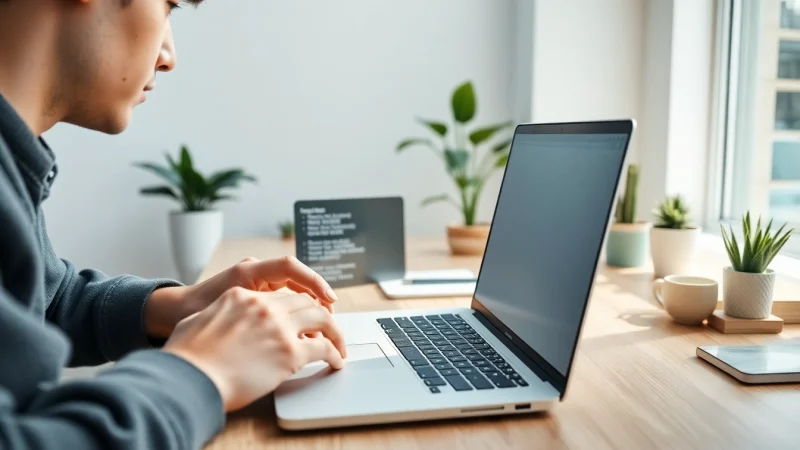 Learn how to screenshot on Mac with a young professional using a MacBook.