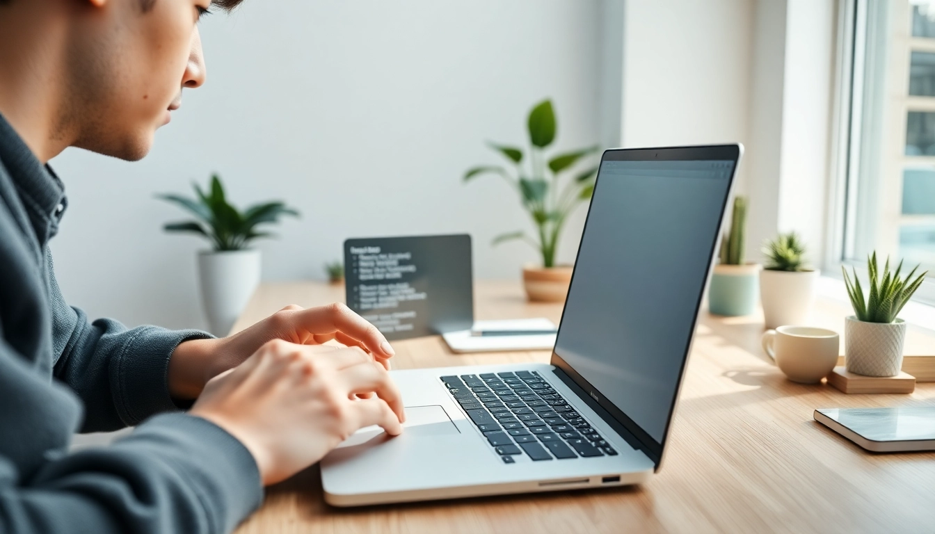 Learn how to screenshot on Mac with a young professional using a MacBook.