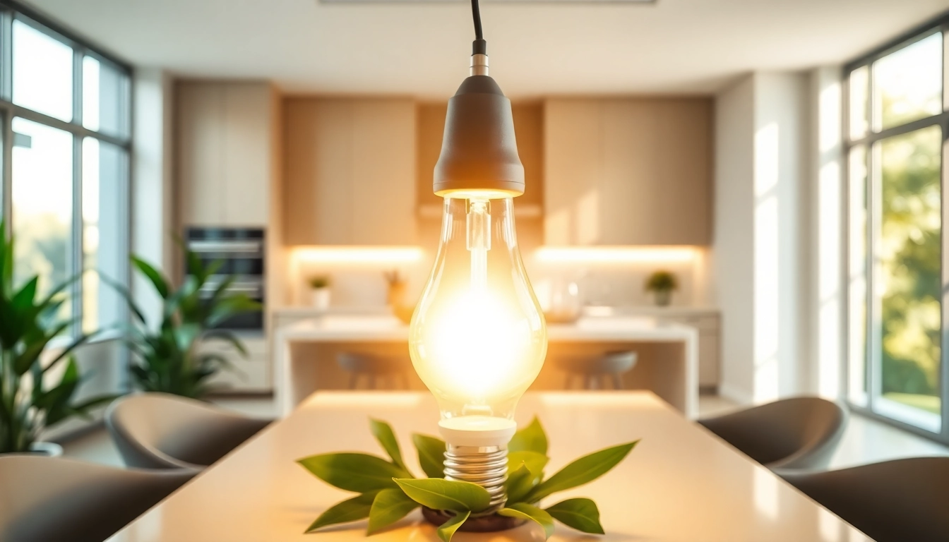 Bright COMLED bulbs illuminating a modern living space with stylish lighting solutions.