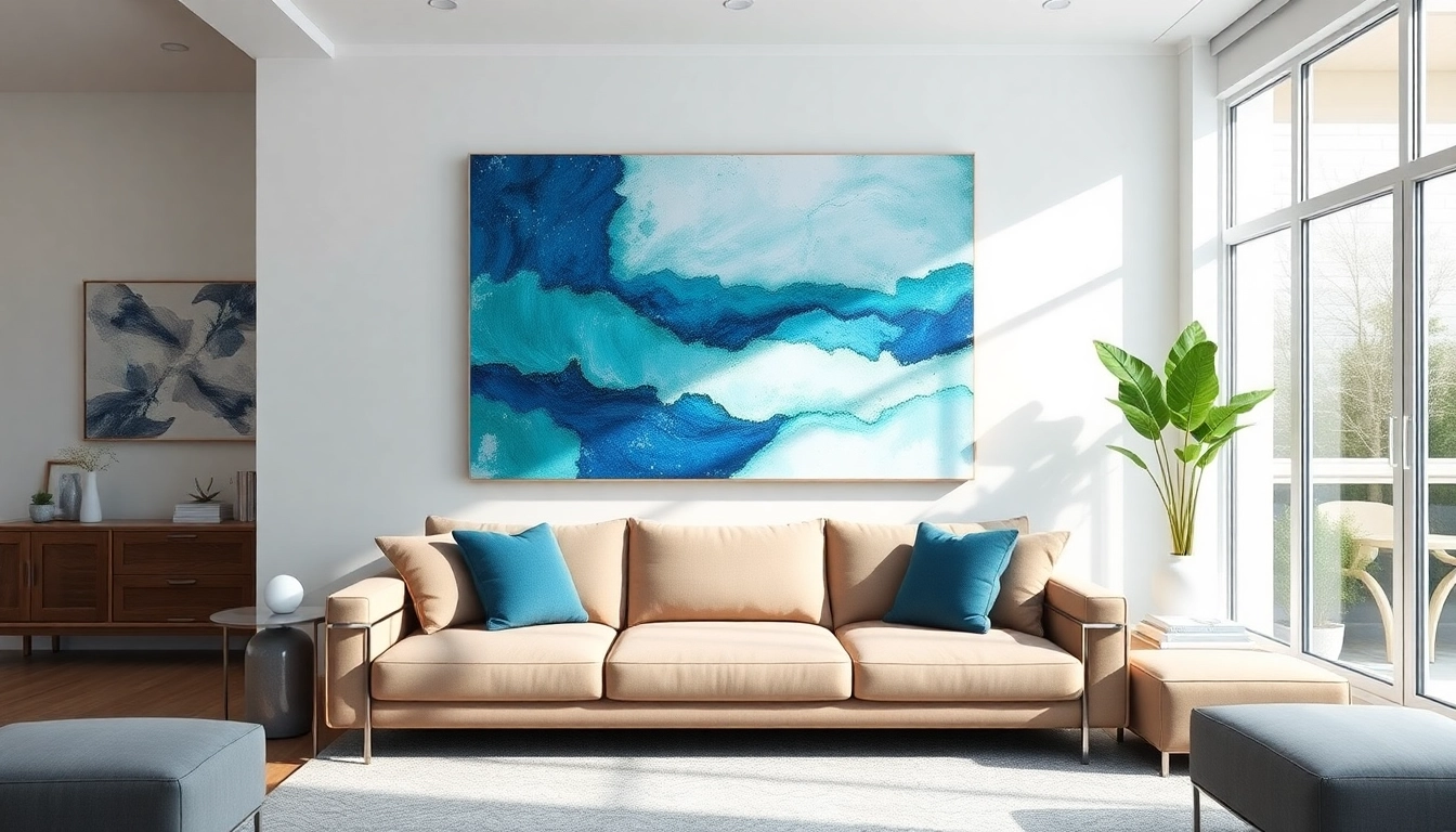 Creating a vibrant atmosphere with stunning canvas paintings in a modern living room.