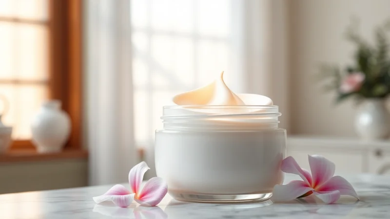 Luxurious moisturizing cream jar showcasing rich texture and elegance.