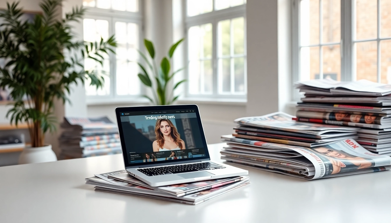 Explore the vibrant world of celebrity newspaper journalism in a modern office.