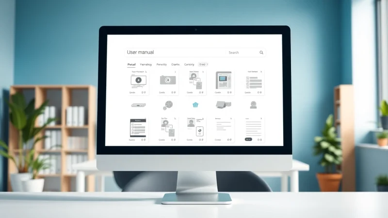 Accessing user manuals at https://manualsfact.com/ with a modern search interface and organized workspace.