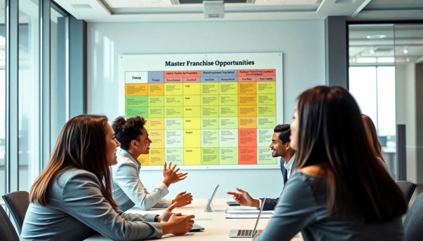 Engaged discussion highlighting Master Franchise Opportunities in a professional business setting