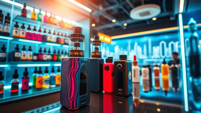Shop for quality vaping products at Vape Shop Dubai featuring vibrant displays and modern ambiance.
