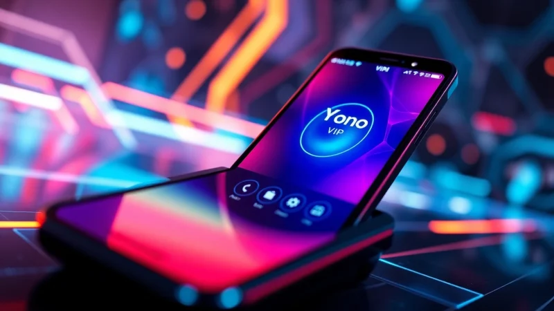 Access the unique features of Yono vip on a vibrant smartphone screen with sleek design.