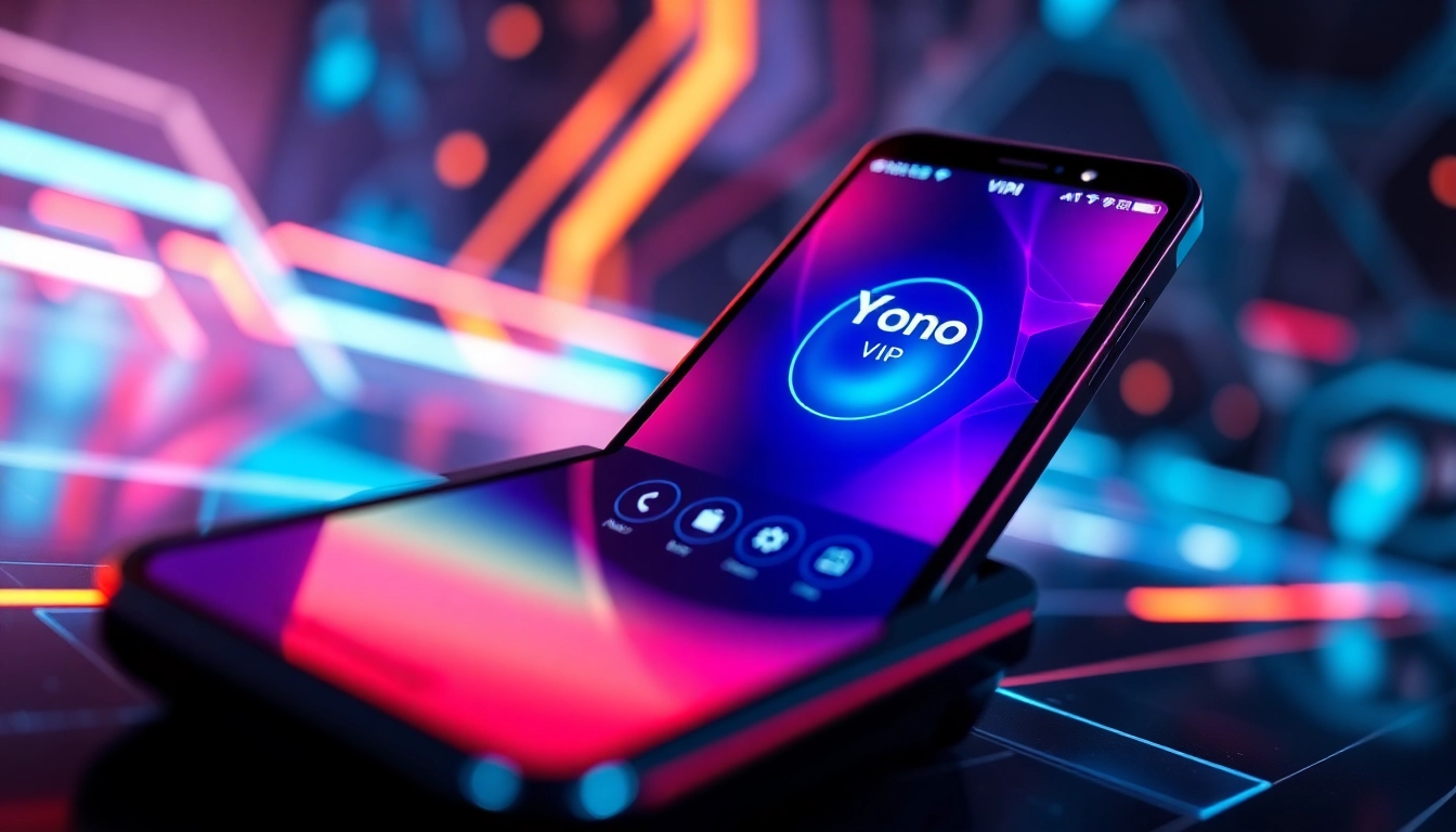 Access the unique features of Yono vip on a vibrant smartphone screen with sleek design.