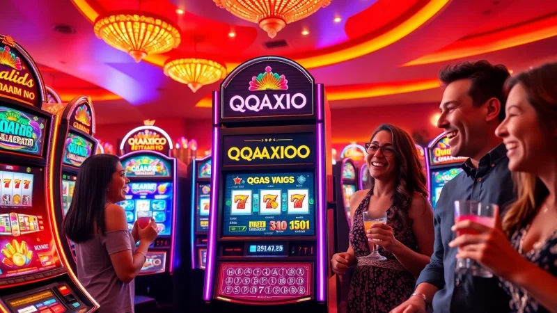 Menangkan permainan dengan mesin slot QQAXIOO yang menarik di kasino yang ramai.