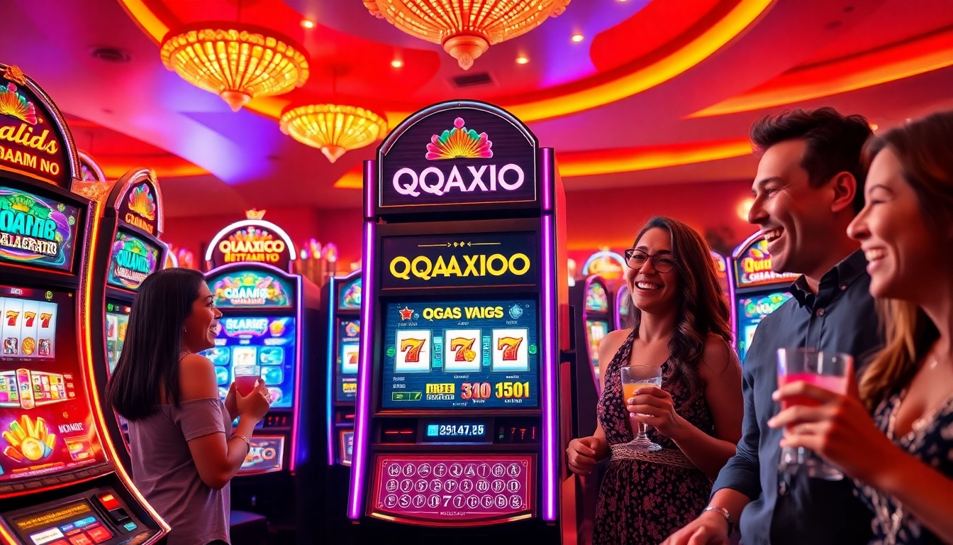 Menangkan permainan dengan mesin slot QQAXIOO yang menarik di kasino yang ramai.
