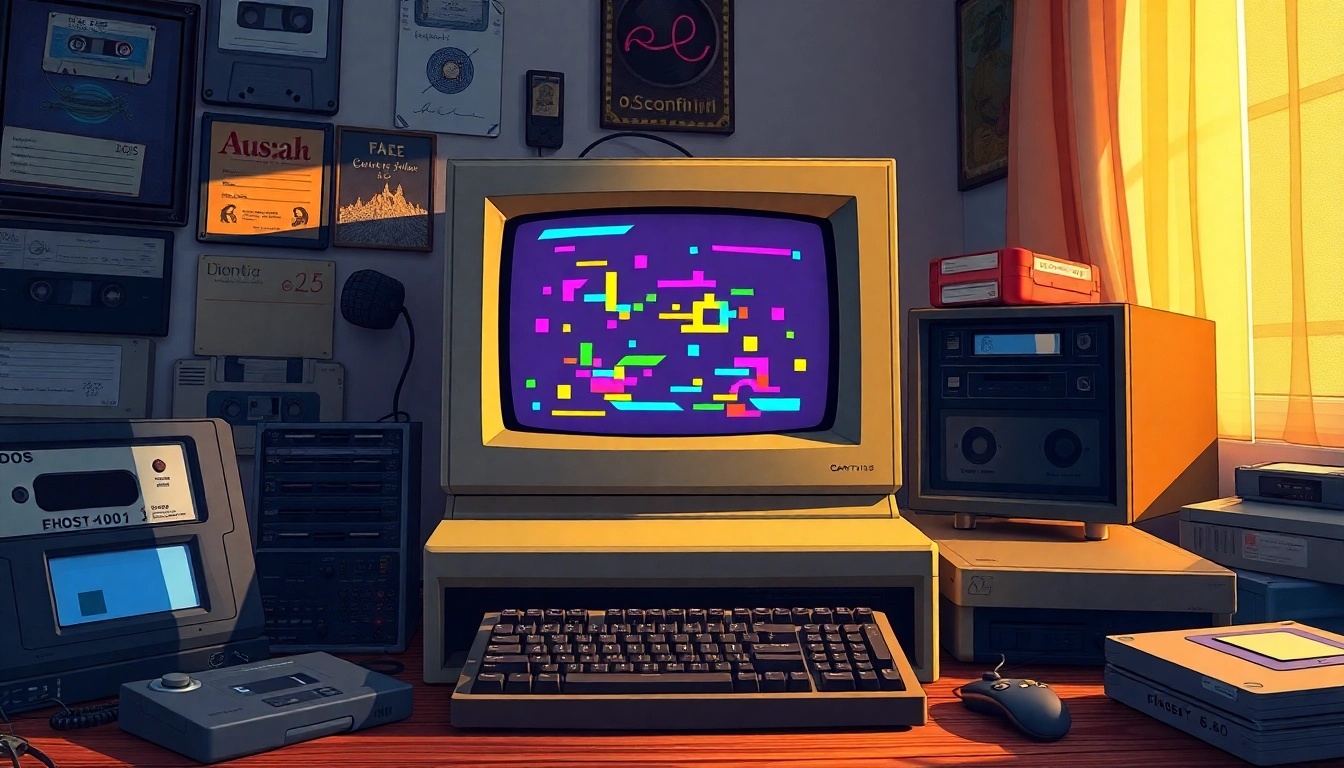 Engage with nostalgia as you play dos games on a vintage computer.