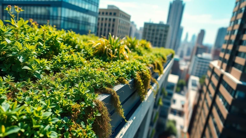 Engaging view of Green Roof Modules with vibrant greenery enhancing urban architecture.