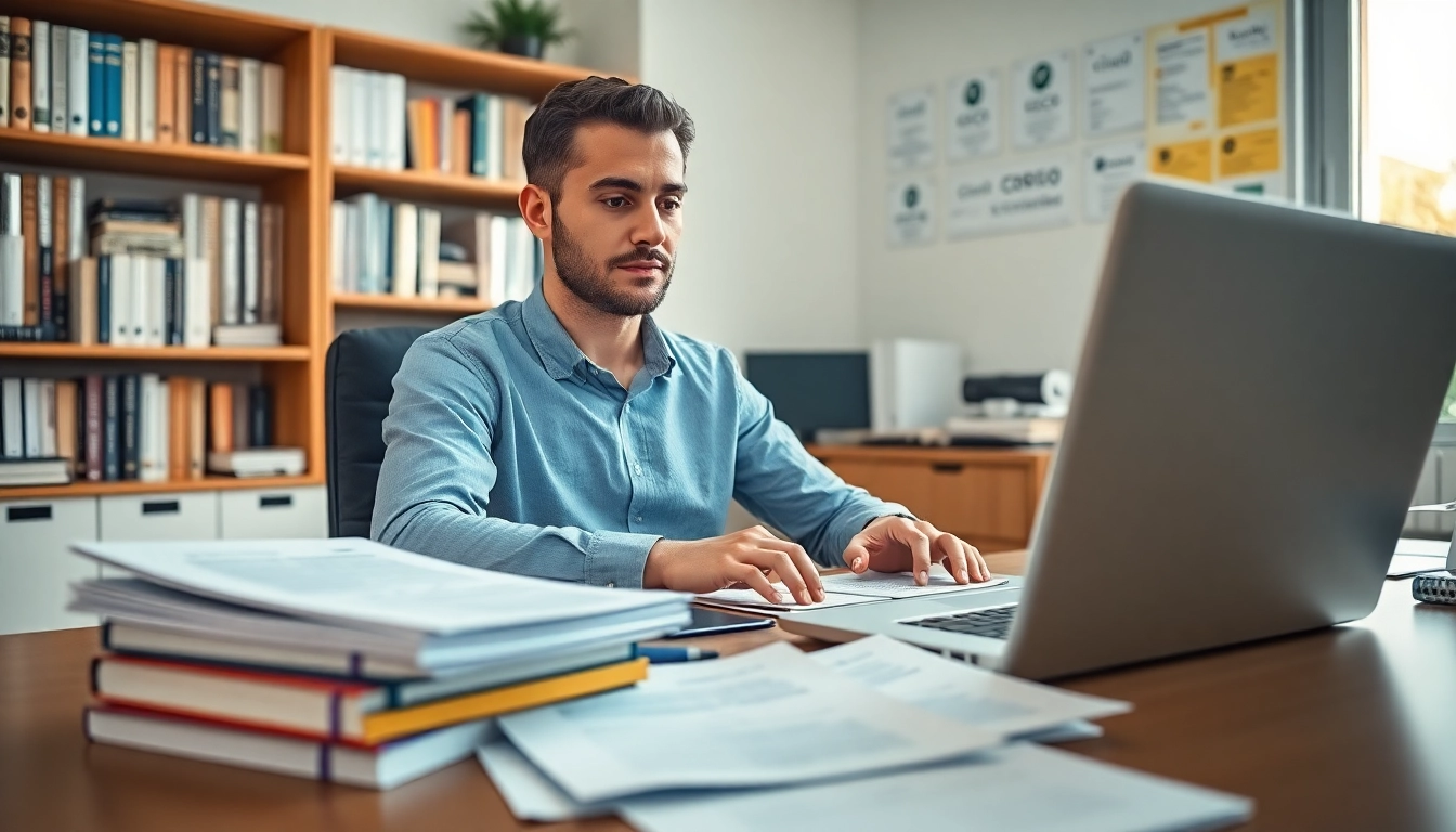 Renew Cisco Certification process with a dedicated individual at a study desk focused on certification materials.