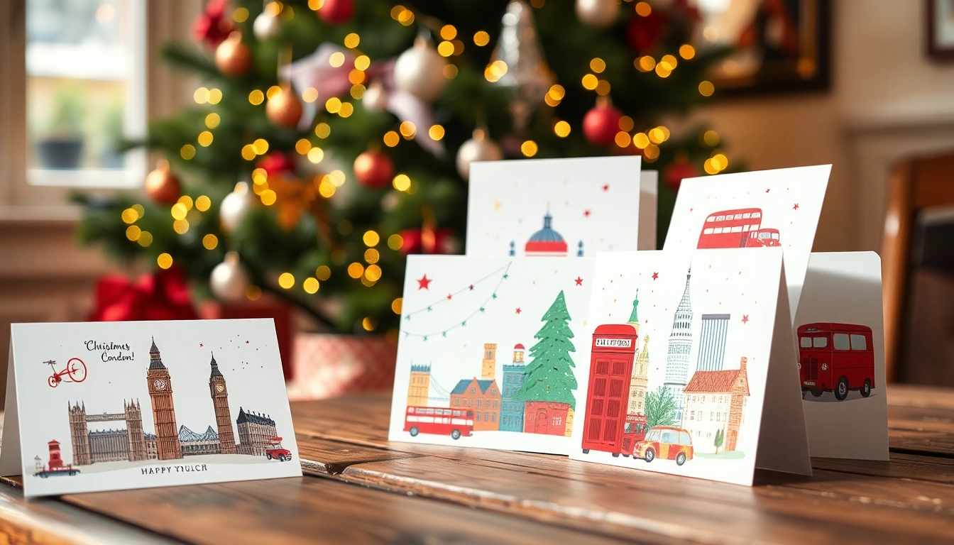 Celebrate the holiday season with unique Christmas cards London displayed creatively.