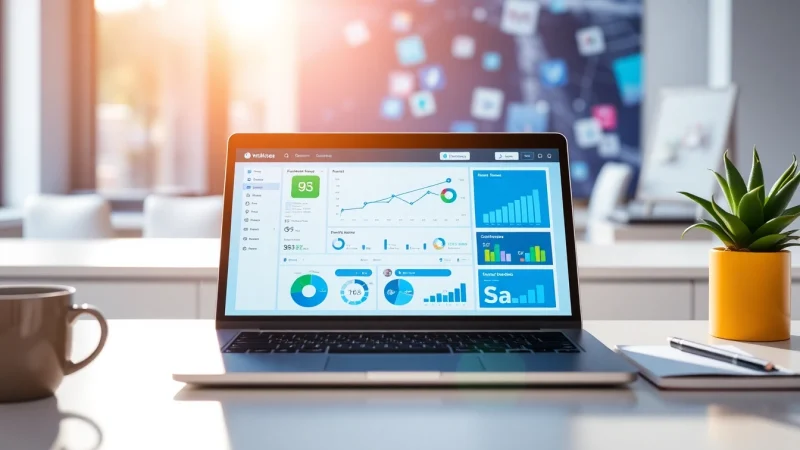 Engaging workspace image with a digital SMM panel interface showcasing social media analytics.
