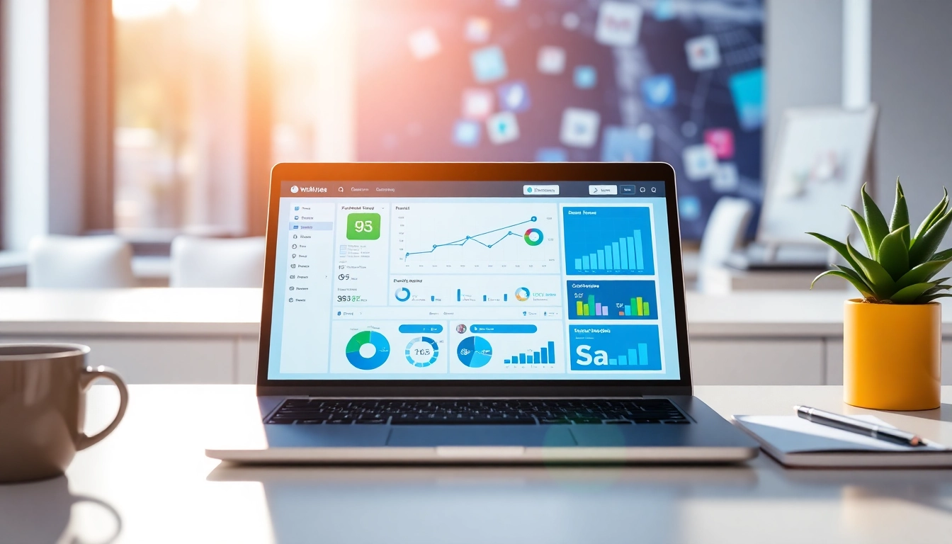 Engaging workspace image with a digital SMM panel interface showcasing social media analytics.