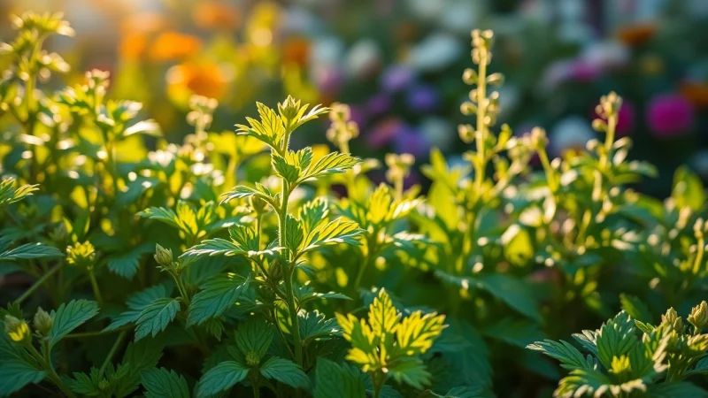 Discover Herbal Blends with fresh herbs and flowers arranged beautifully in a natural setting.