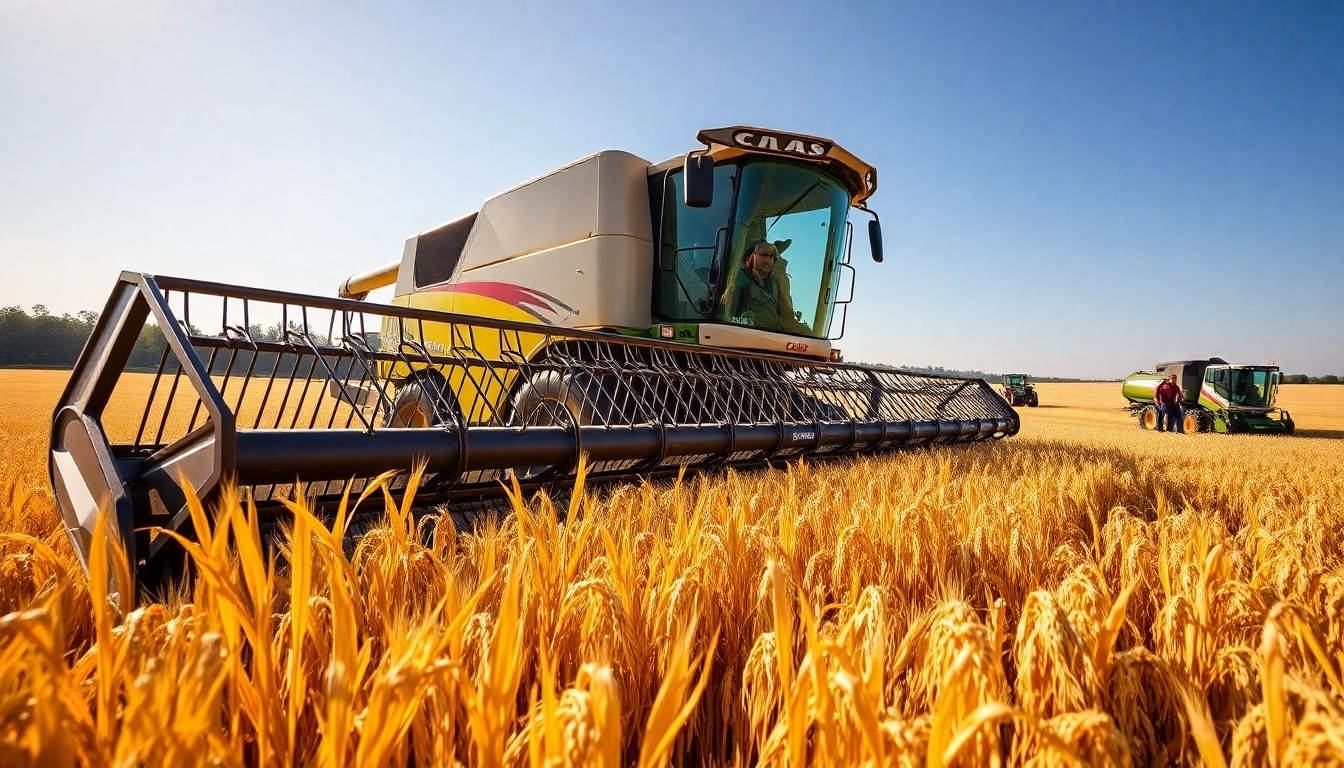 Claas Mähdrescher in einem goldenen Feld während der Ernte.