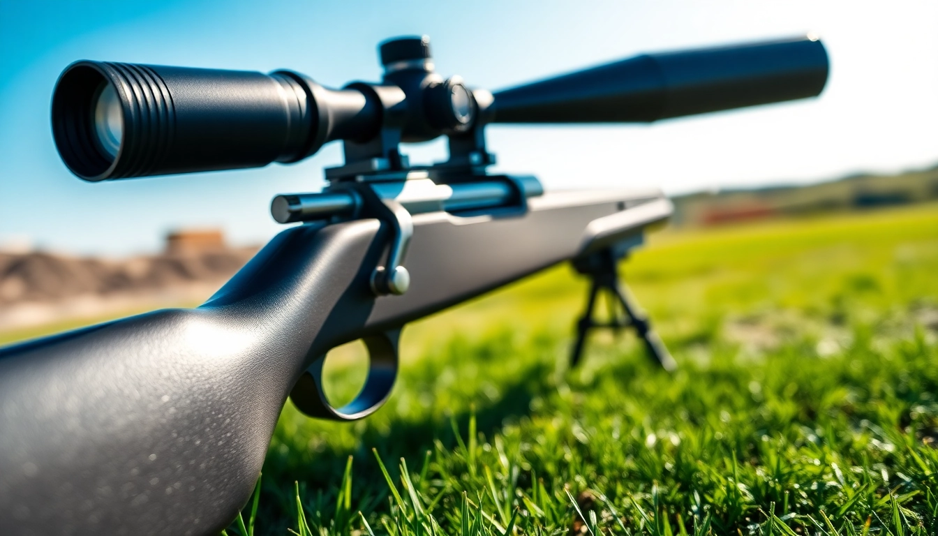 A sharpshooter aiming with a 50 cal sniper rifle on a shooting range.