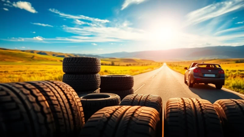 Explore General tires displayed on a highway, showcasing durability and quality for all drivers.
