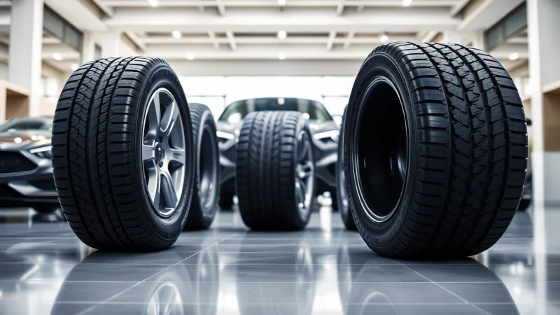 Showcasing General tires in an elegant automotive showroom, highlighting their performance features.
