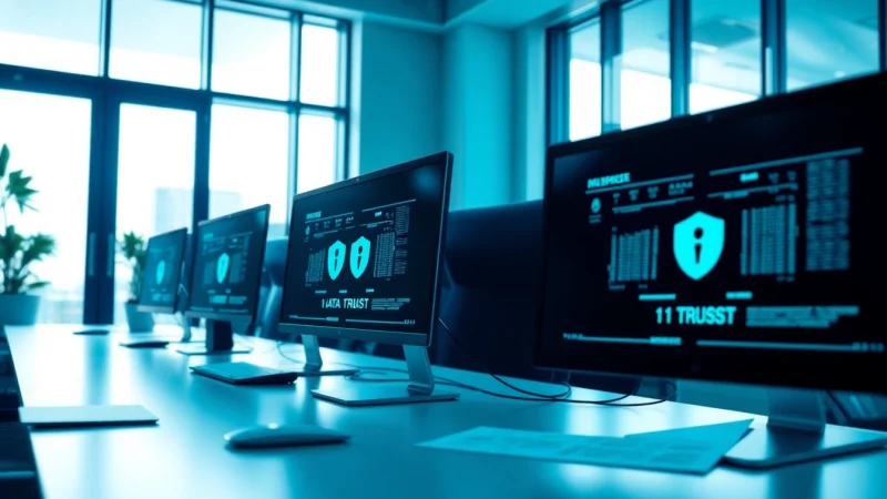 Datenraum in einem modernen Büro mit technologischen Lösungen für Datensicherheit und Dokumentenmanagement.