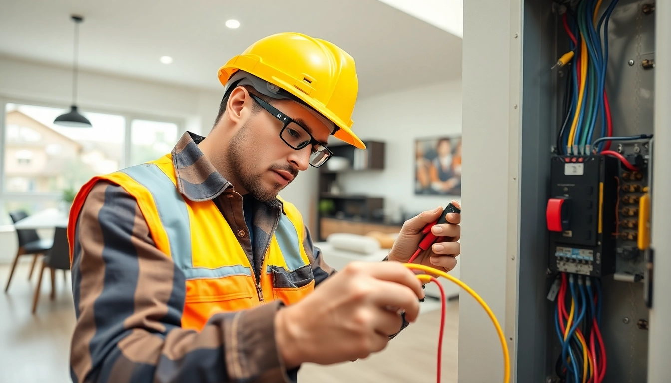 Professional electrician conducting an Electrical Panel Upgrade, demonstrating expertise in a bright home.