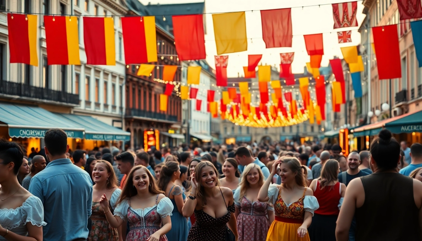 Celebrate the vibrant spirit of European festivals 2025 with a lively crowd and colorful scene.